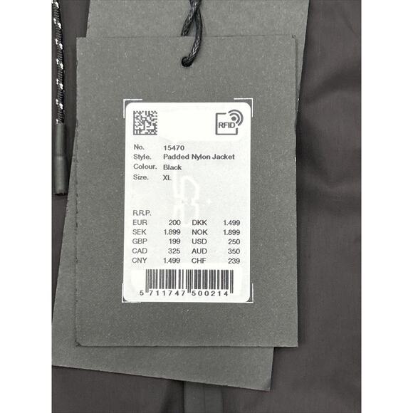 Rains Size XL Black Padded Nylon Jacket 15470 Unisex Full Zip Long Sleeve NWT - Picture 4 of 8